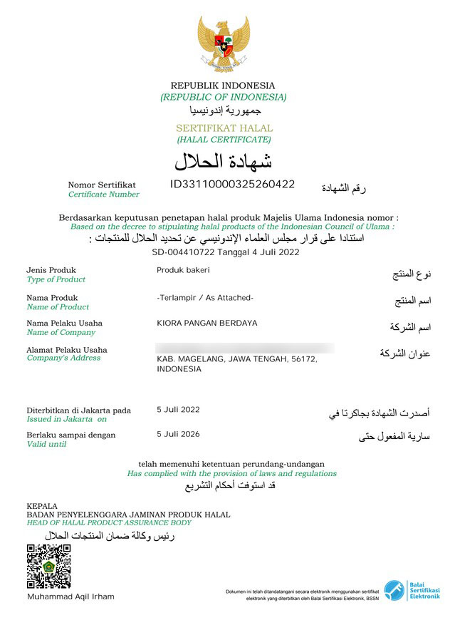 kiora halal certificate
